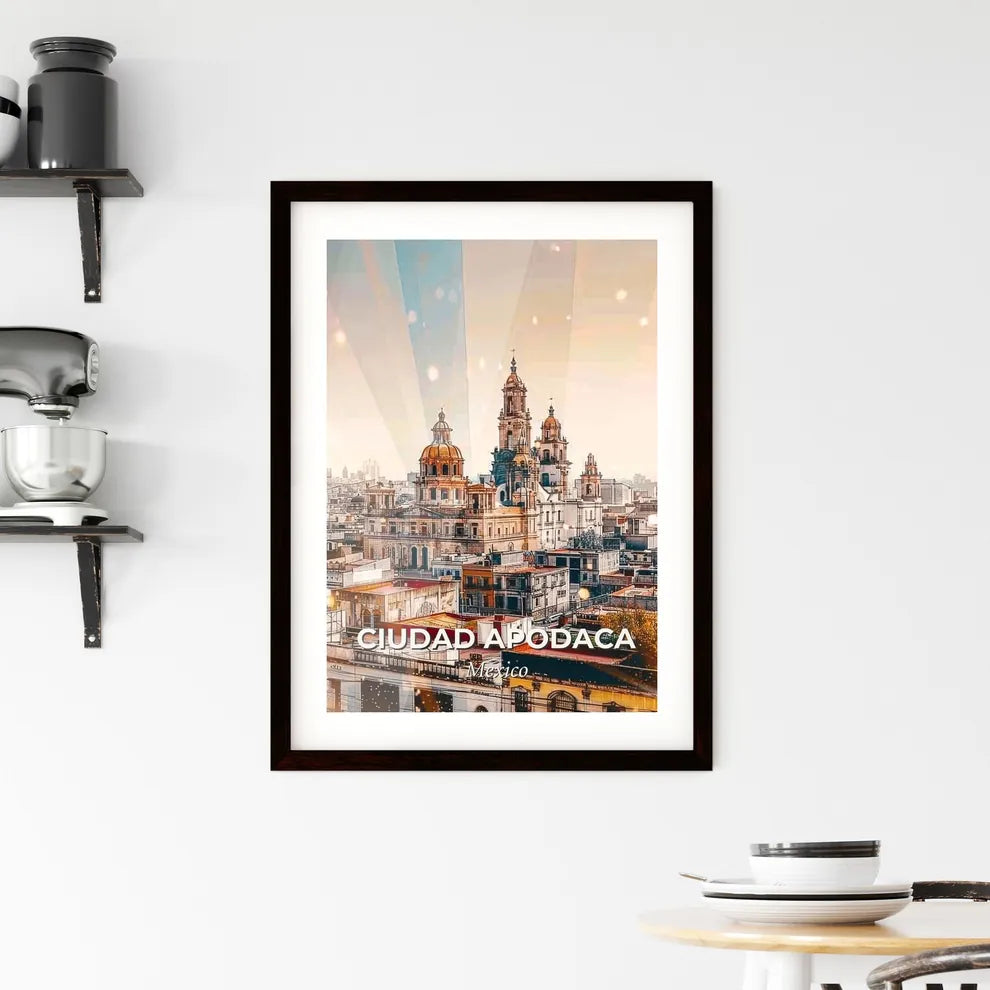 Apodaca Cityscape Panorama Beige Sparks Framed Print