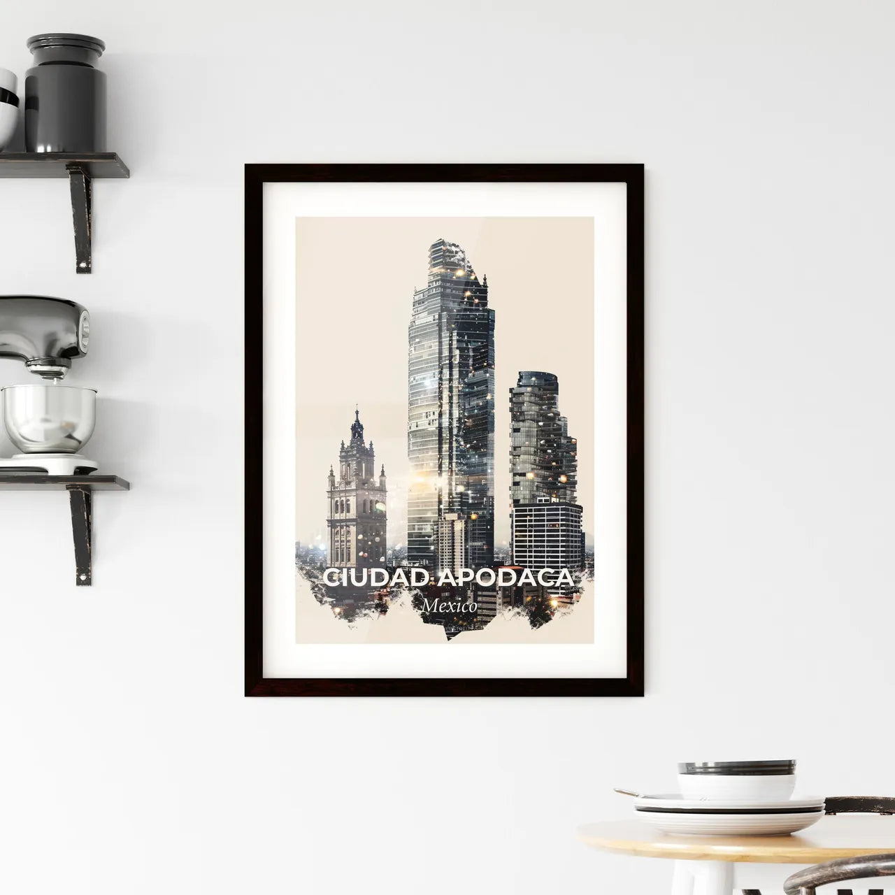 Ciudad Apodaca: Skyline Art Posters Framed Print