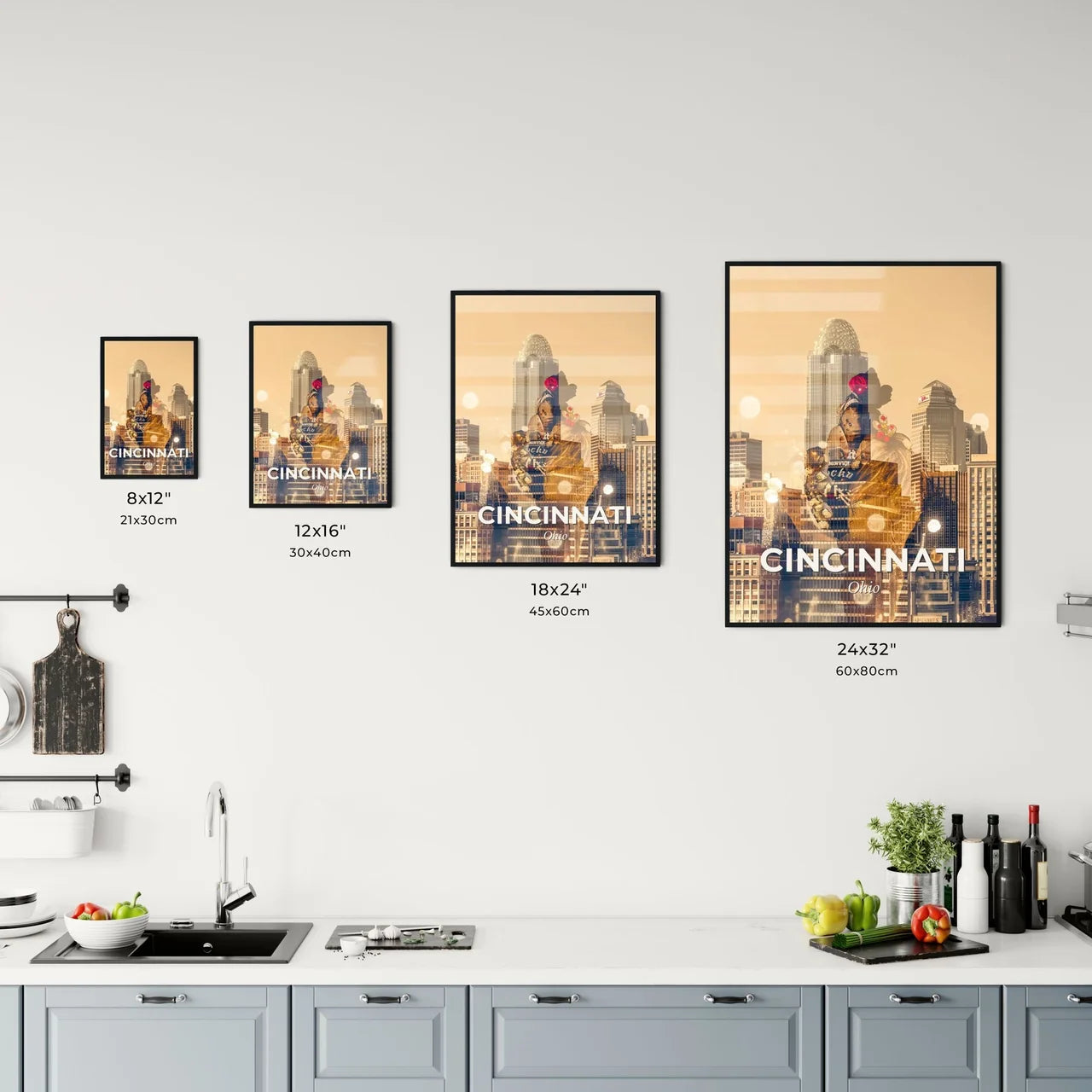 Cincinnati Skyline Double Exposure Cityscape Artwork Office Art