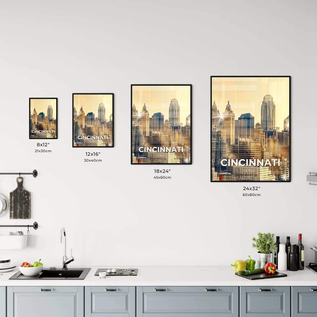 Cincinnati Skyline Double Exposure Art Poster Office Art