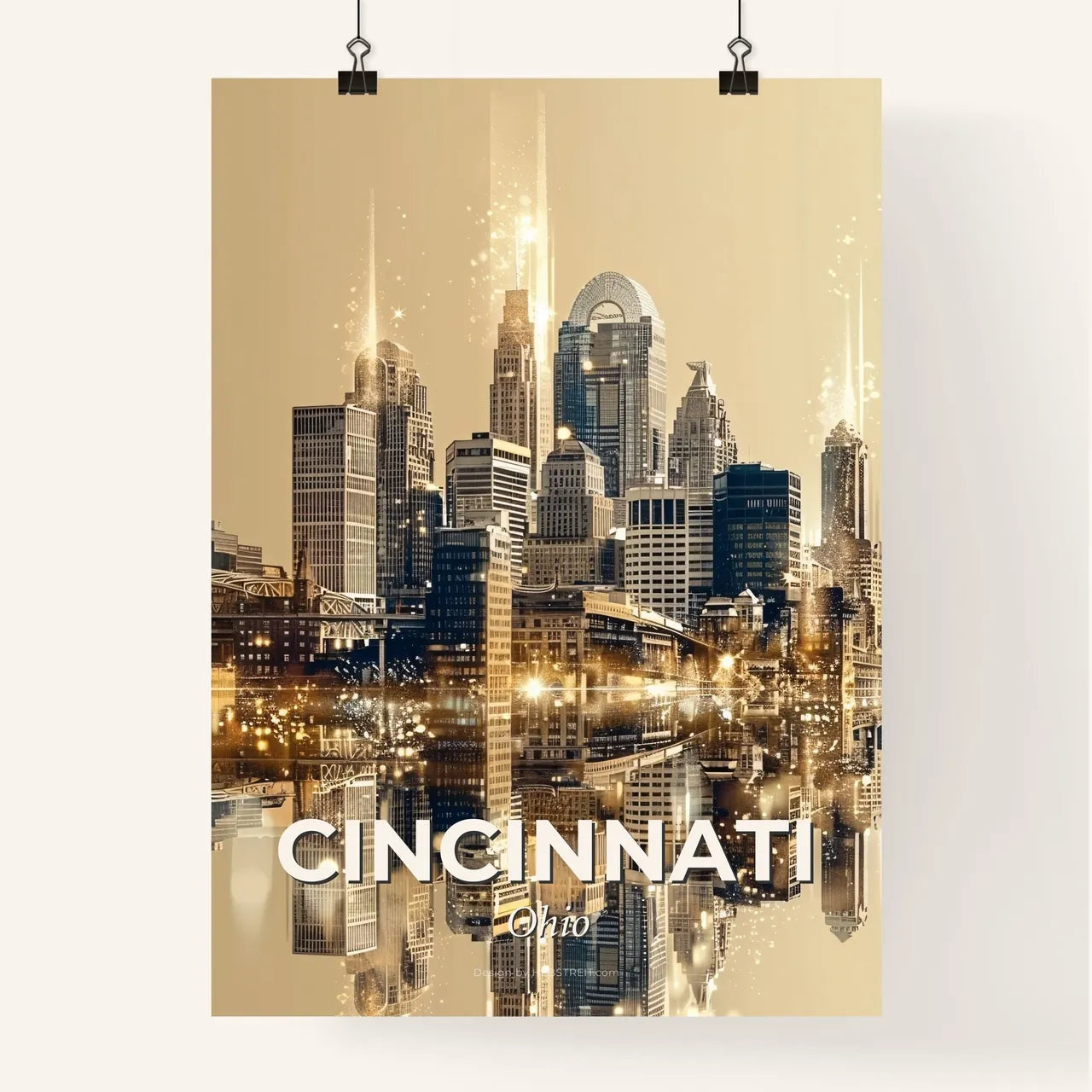 Cincinnati's Skyline Composite Art Glow Poster