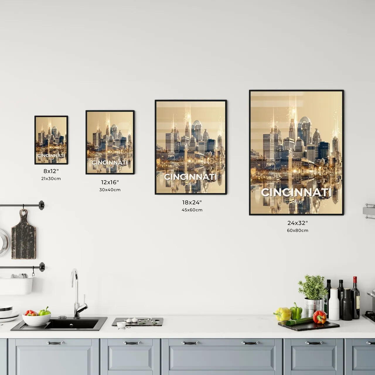 Cincinnati's Skyline Composite Art Glow Office Art