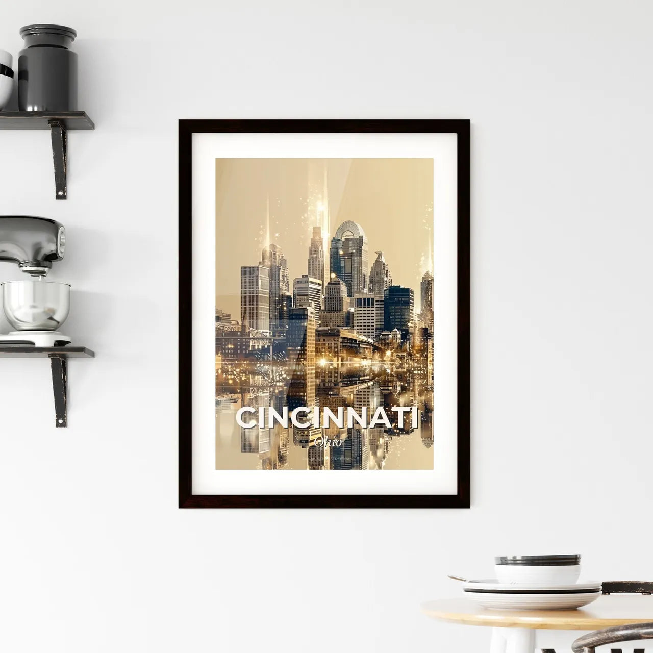 Cincinnati's Skyline Composite Art Glow Framed Print