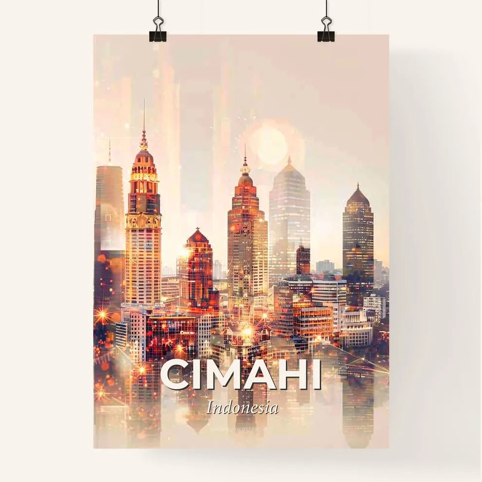 Cimahi Skyline Double Exposure Art Composite Poster