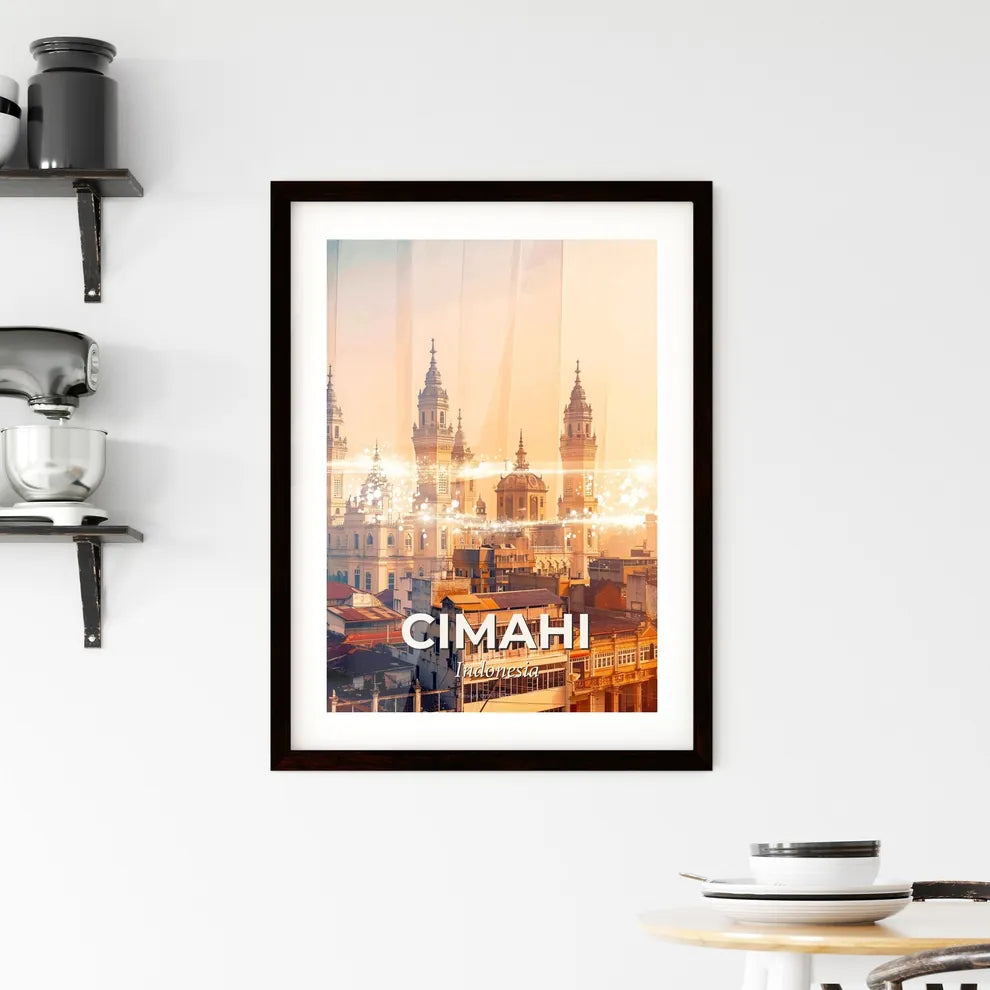 Cimahi Skyline Double Exposure Art Composite Poster Framed Print