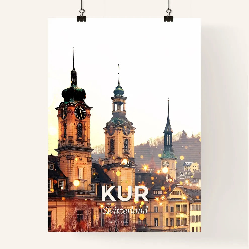 Chur City Skyline Architecture Double Exposure Poster Poster