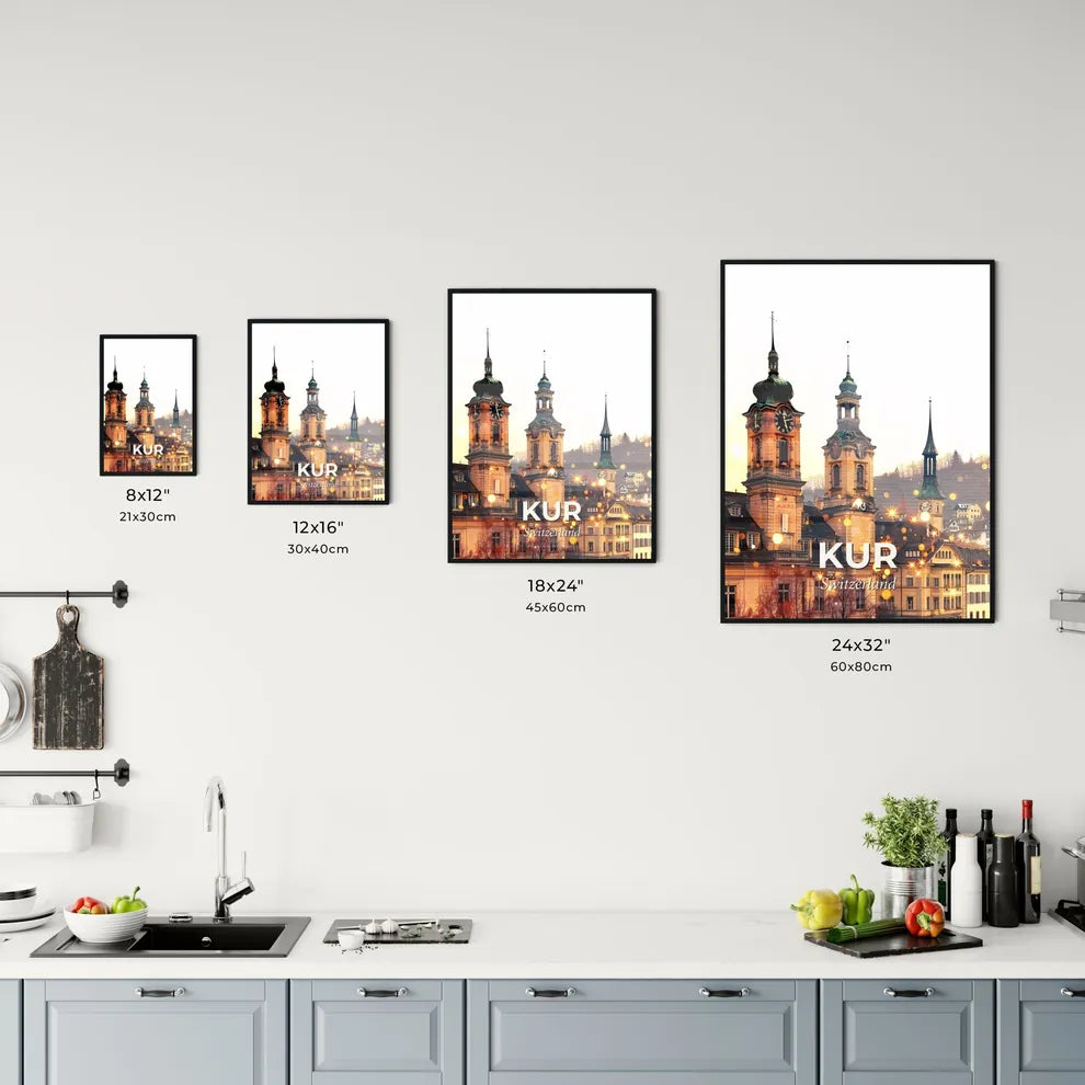 Chur City Skyline Architecture Double Exposure Poster Office Art