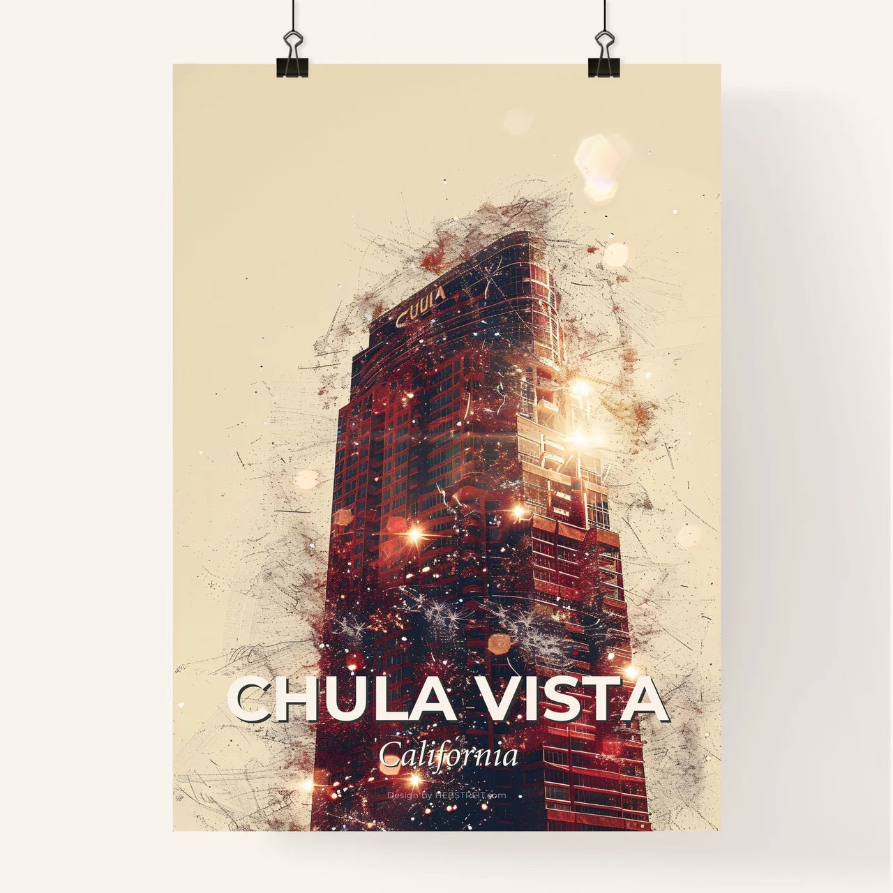Chula Vista Skyline Art Composite Poster Poster