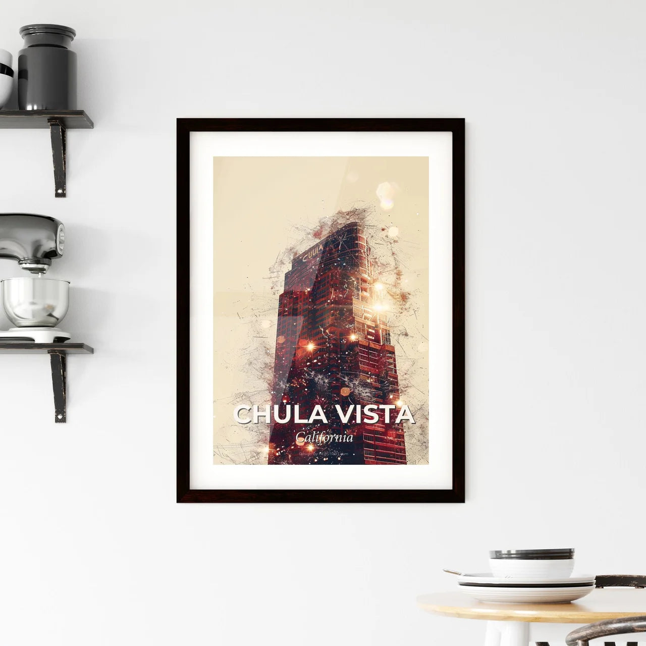 Chula Vista Skyline Art Composite Poster Framed Print