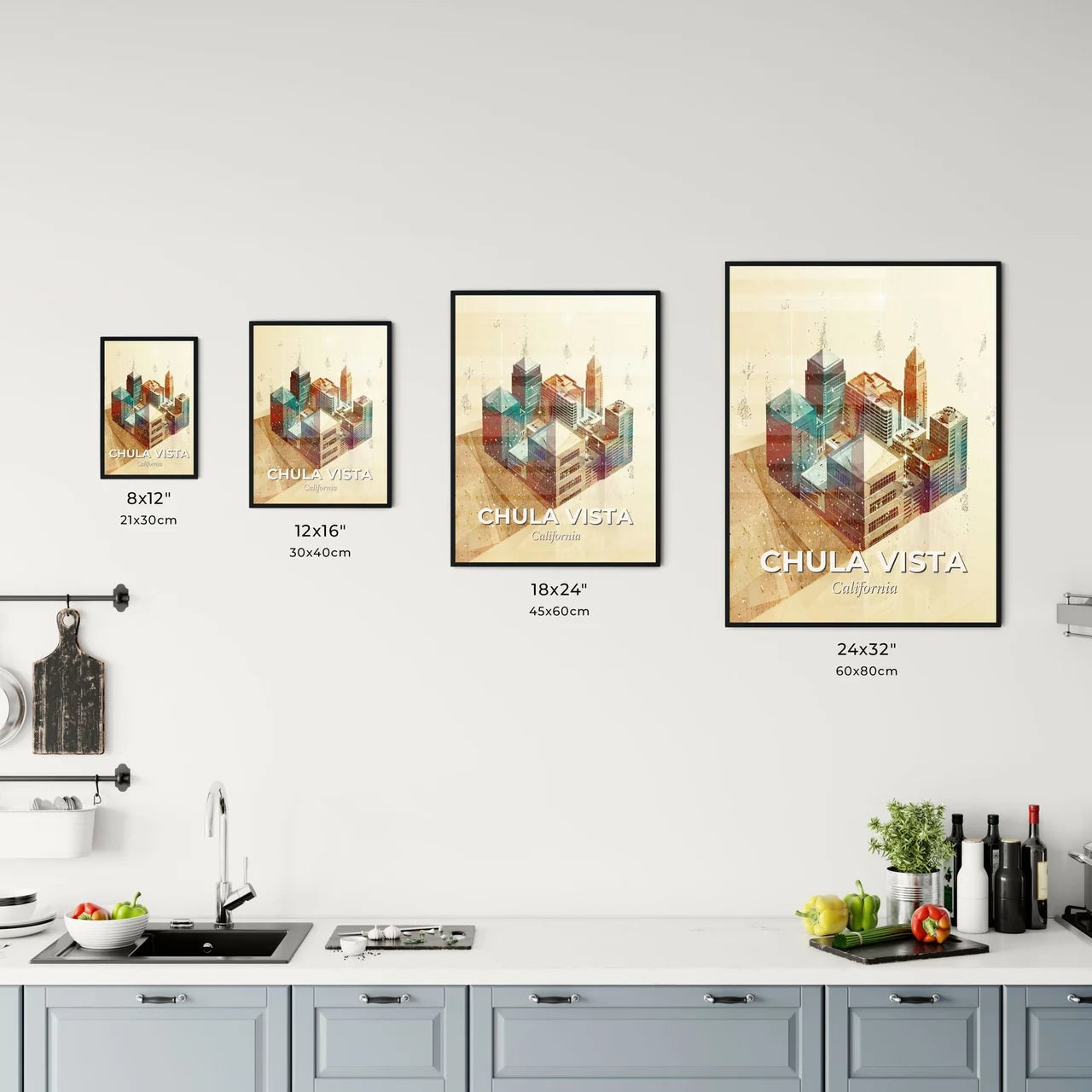 Chula Vista City Skyline Art Poster Office Art