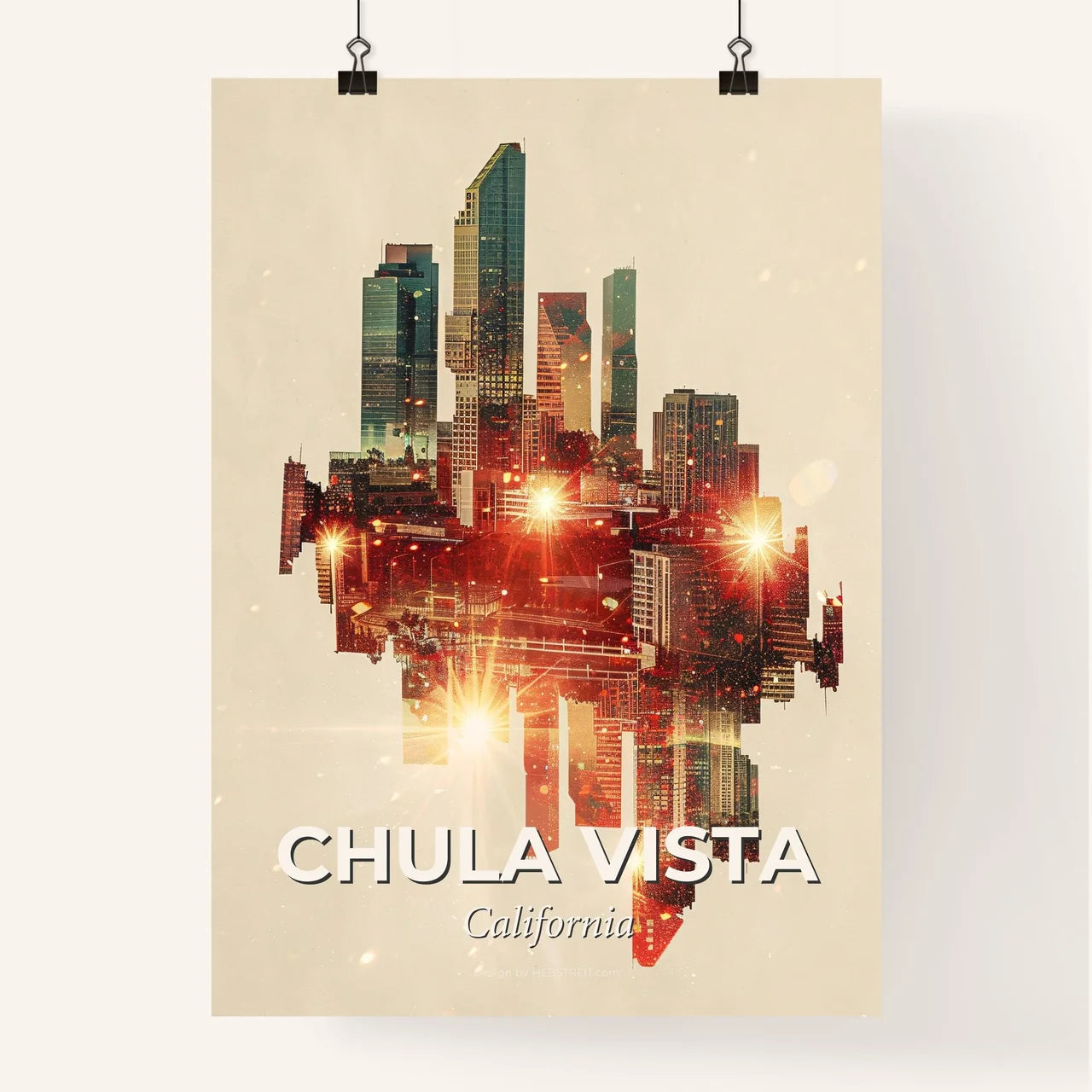 Chula Vista Cityscape Sparkle Composite Art Print Poster