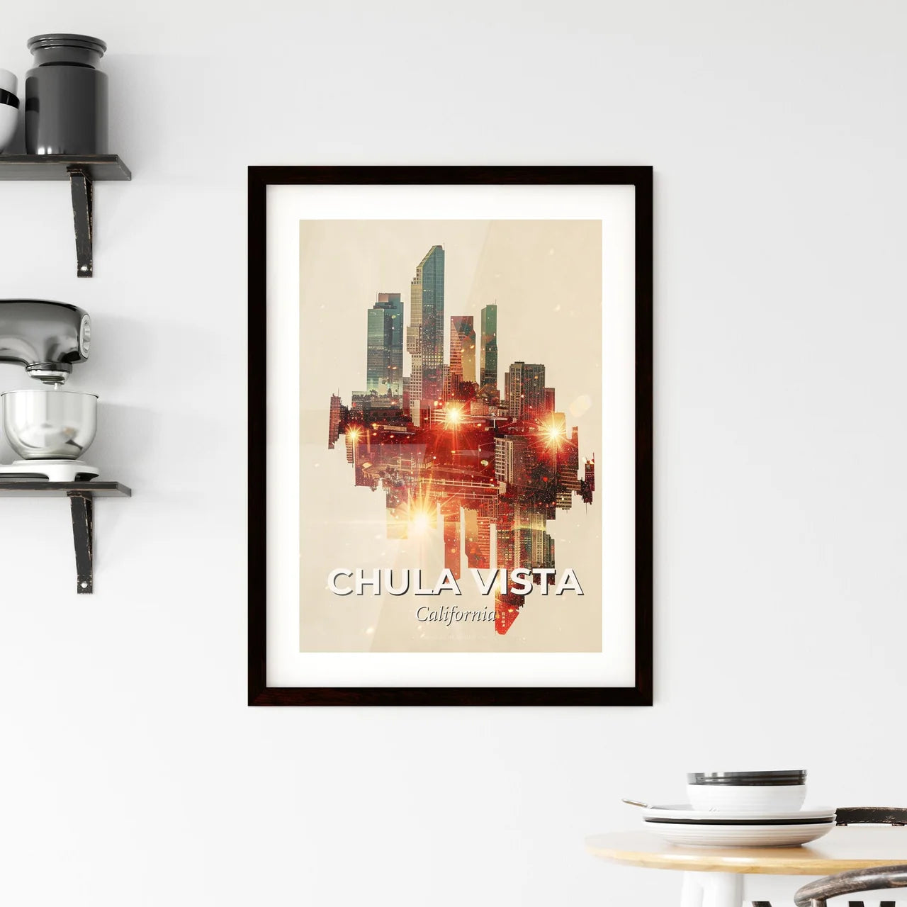 Chula Vista Cityscape Sparkle Composite Art Print Framed Print