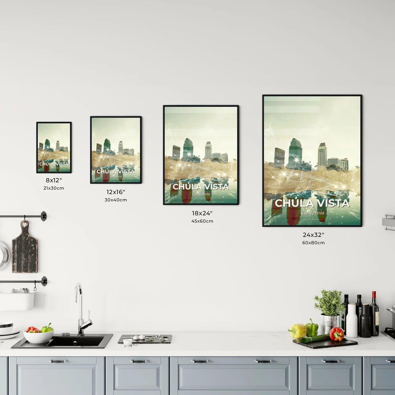 Chula Vista City Skyline Double Exposure Poster Art Office Art