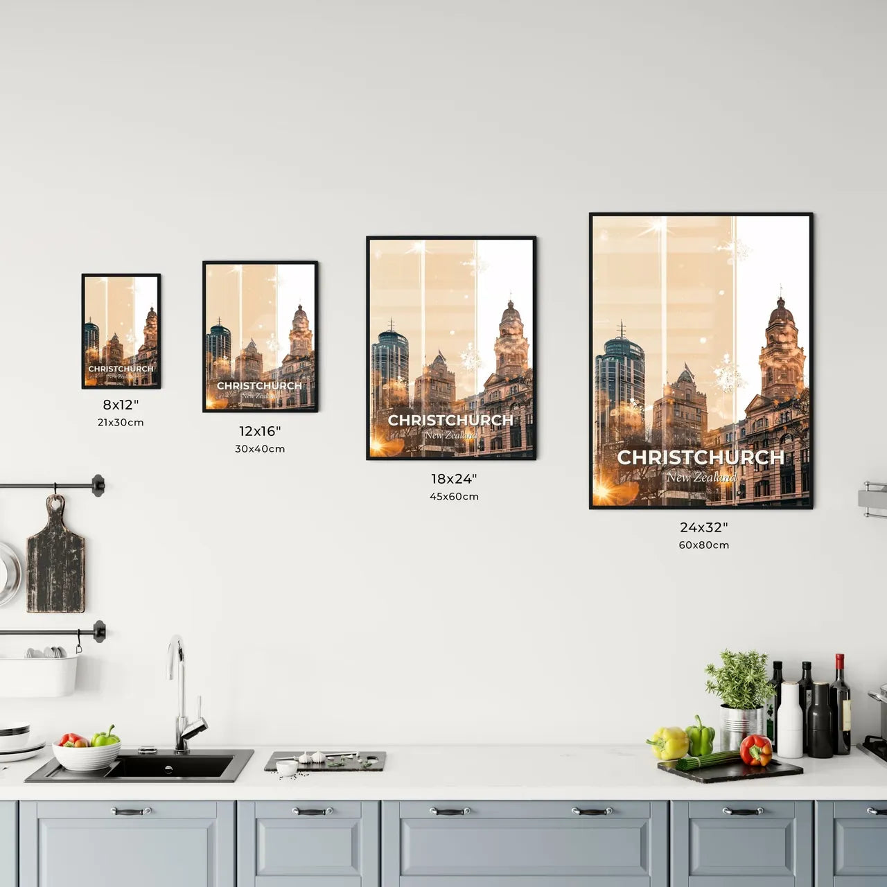 Christchurch Skyline Double Exposure Art Poster Office Art