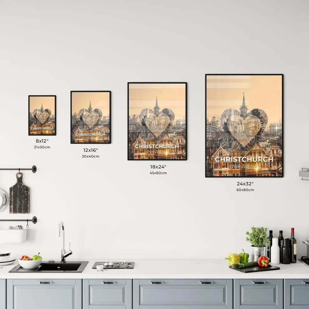 Christchurch Double Exposure City Skyline Poster Office Art