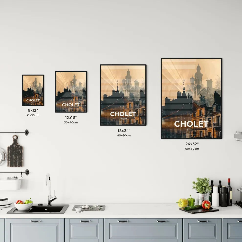 Cholet City Skyline Vibrant Poster Art Office Art