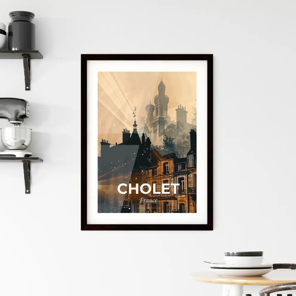 Cholet City Skyline Vibrant Poster Art Framed Print