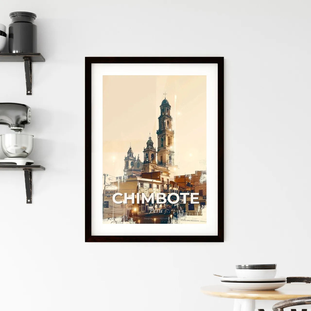 Chimbote Skyline Sunset Art Silhouette Framed Print