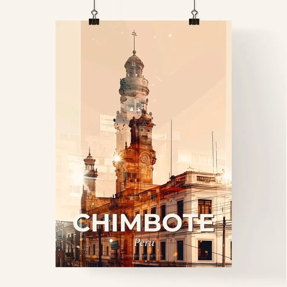 Chimbote Skyline Double Exposure Art Poster Poster