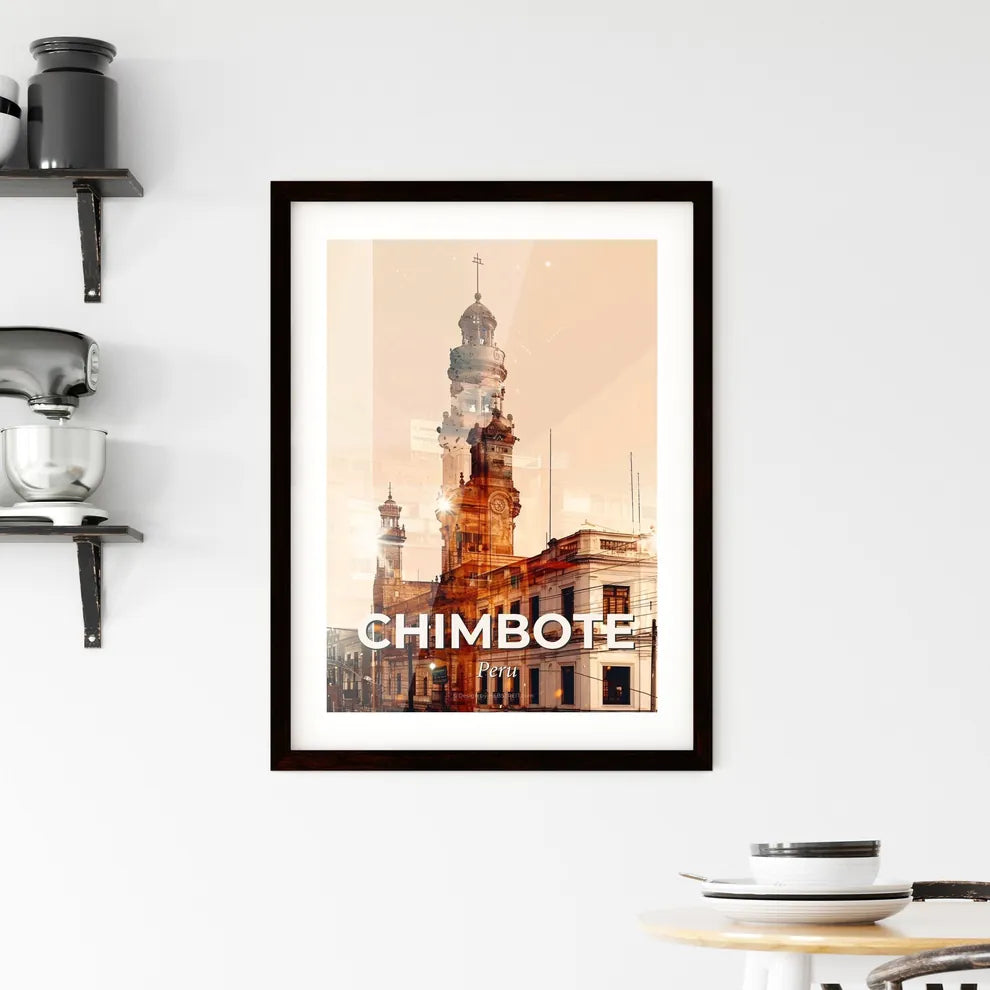 Chimbote Skyline Double Exposure Art Poster Framed Print