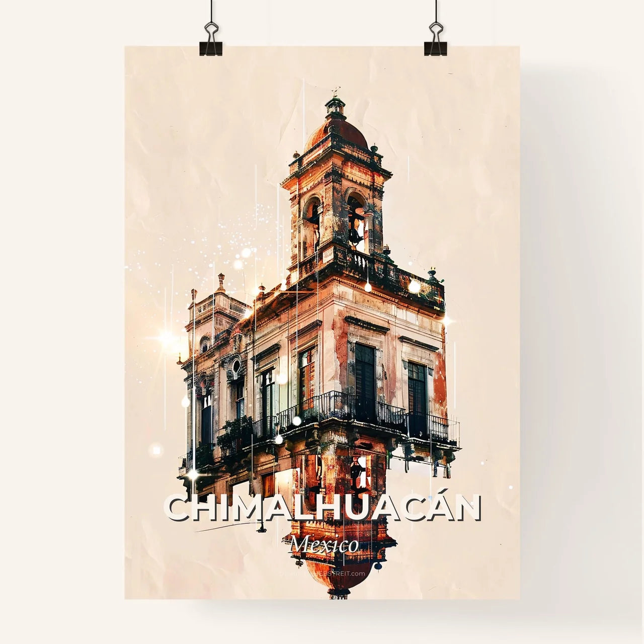 Chimalhuacan poster art iconic skyline bright sparkles Poster