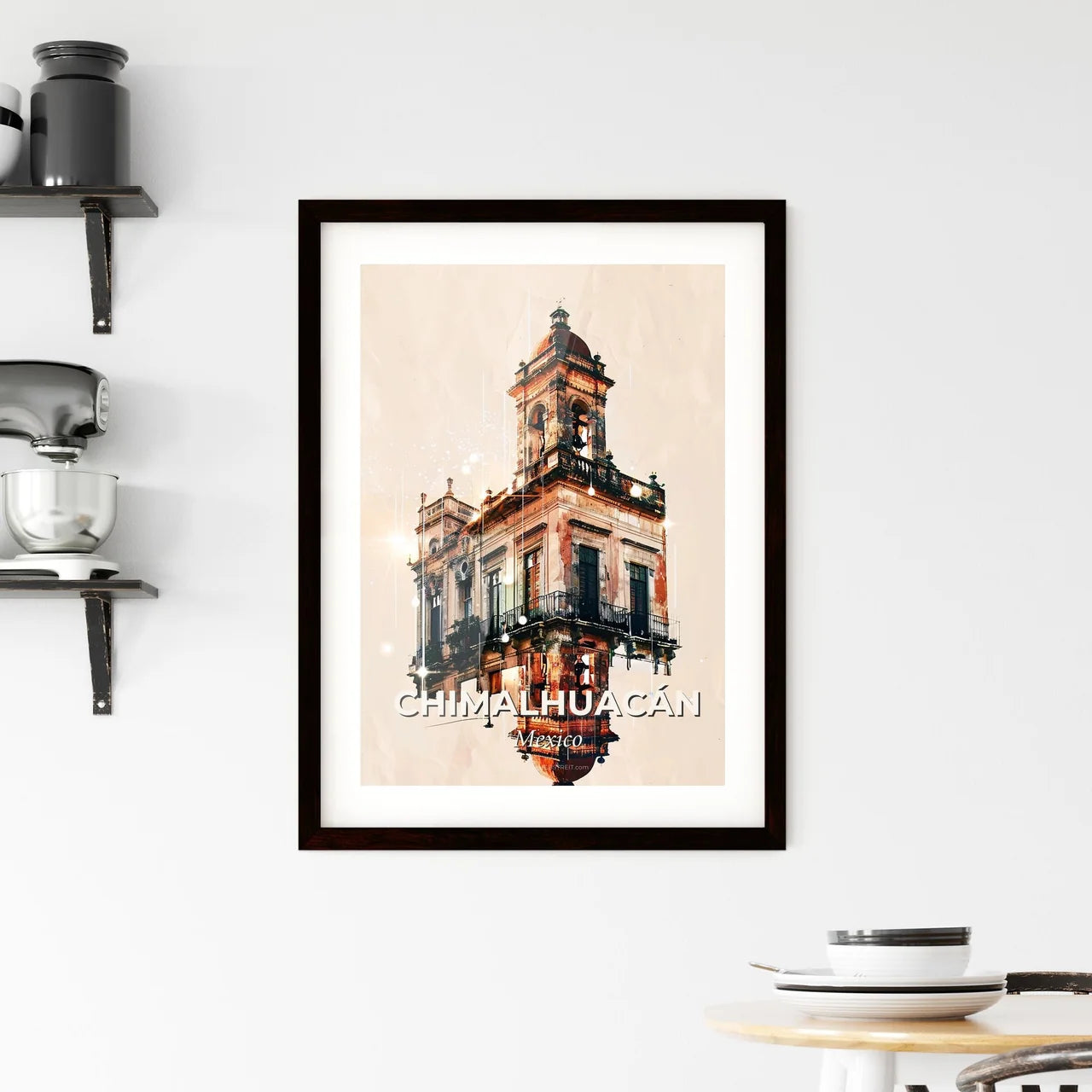 Chimalhuacan poster art iconic skyline bright sparkles Framed Print