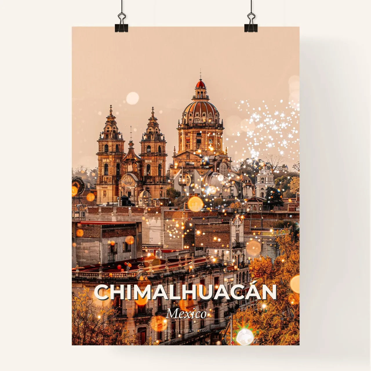 ChimalhuacÃ¡n Skyline Iconography Dual Exposure Art Poster