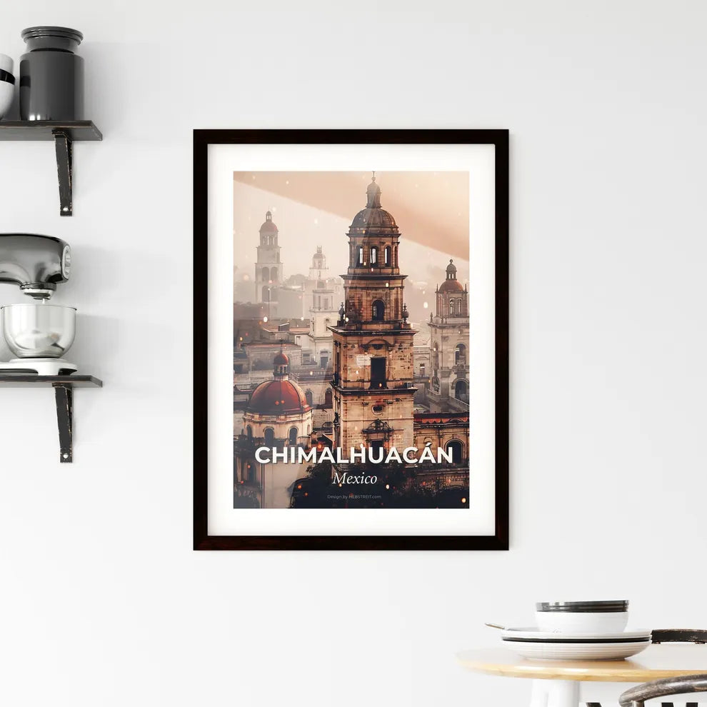 Chimalhuacan Mexico City Skyline Night Lights Decoration Framed Print