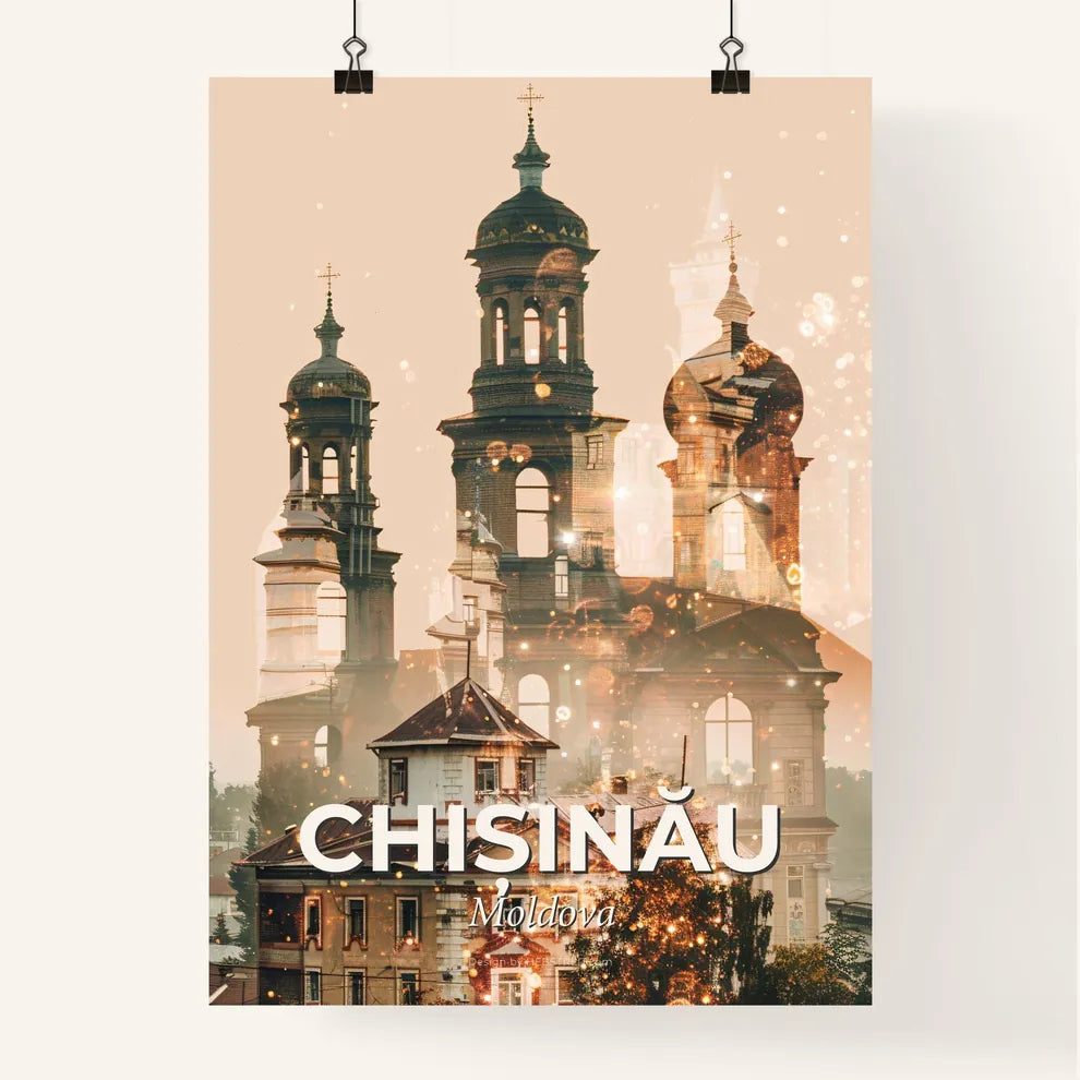 Chisinau Moldova Skyline Double Exposure Art Poster Poster