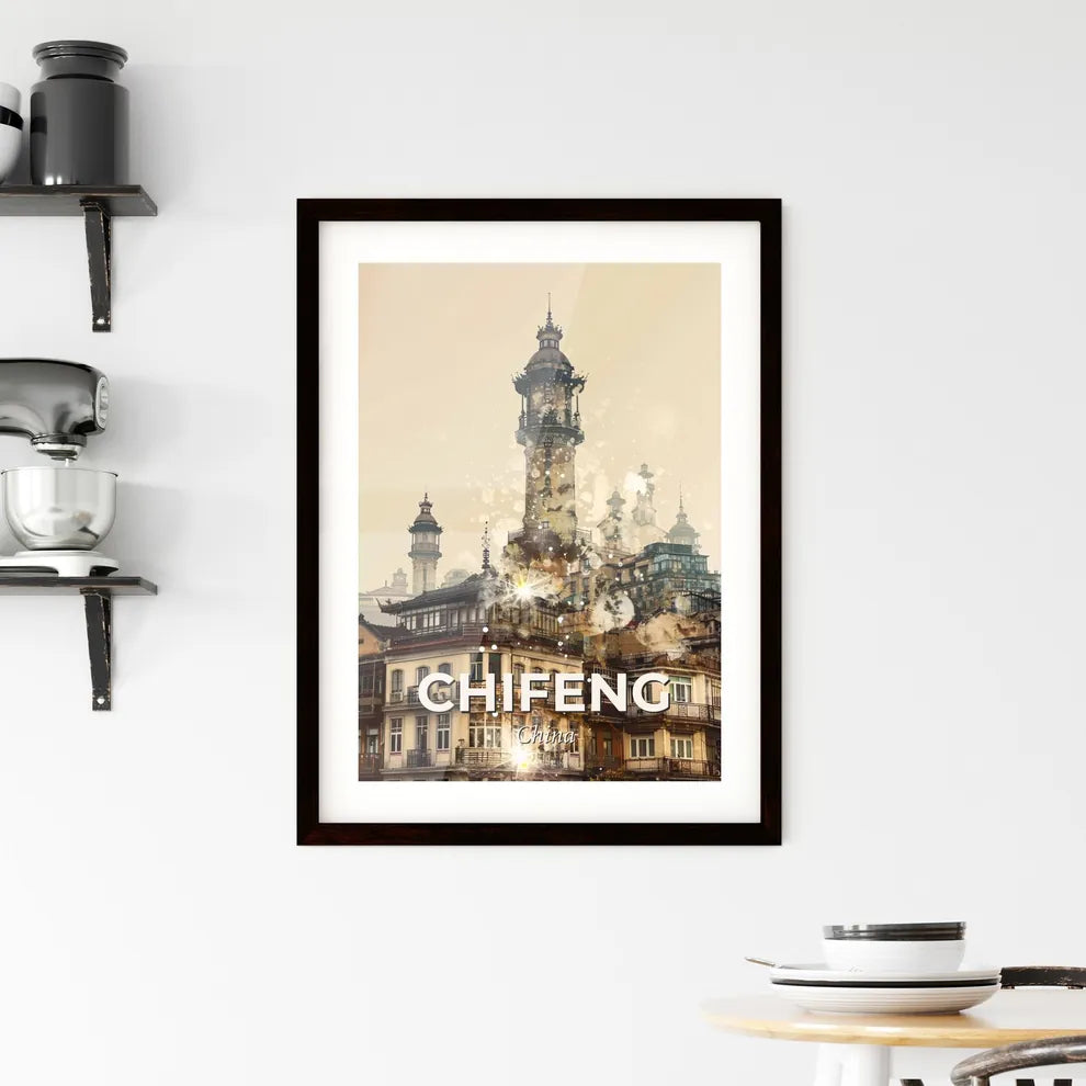 Chifeng City Skyline Art Poster Framed Print