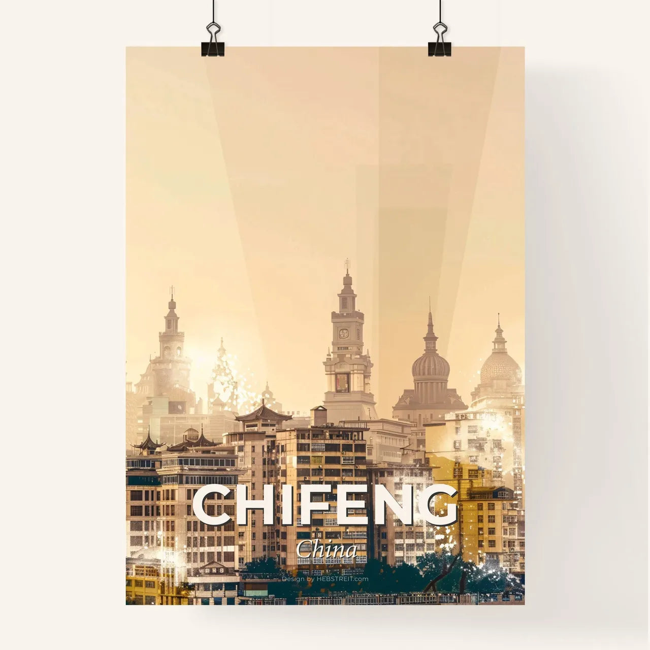 Chifeng Skyline Poster Art: Local Colors, Bright Sparkle Poster