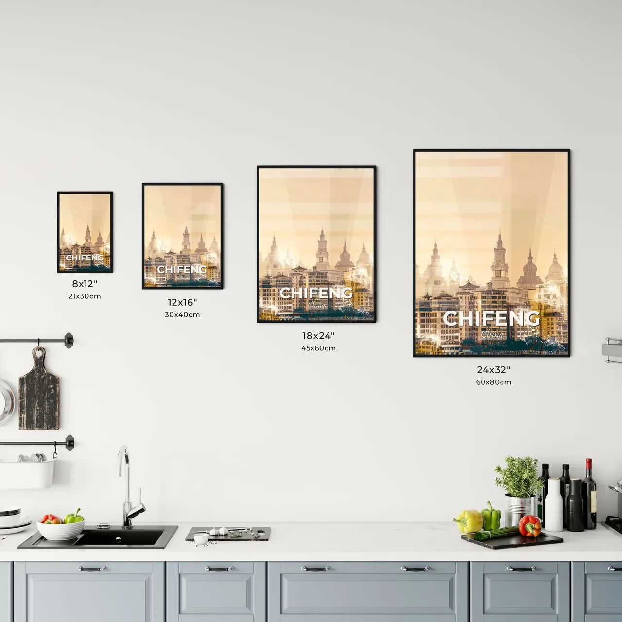 Chifeng Skyline Poster Art: Local Colors, Bright Sparkle Office Art