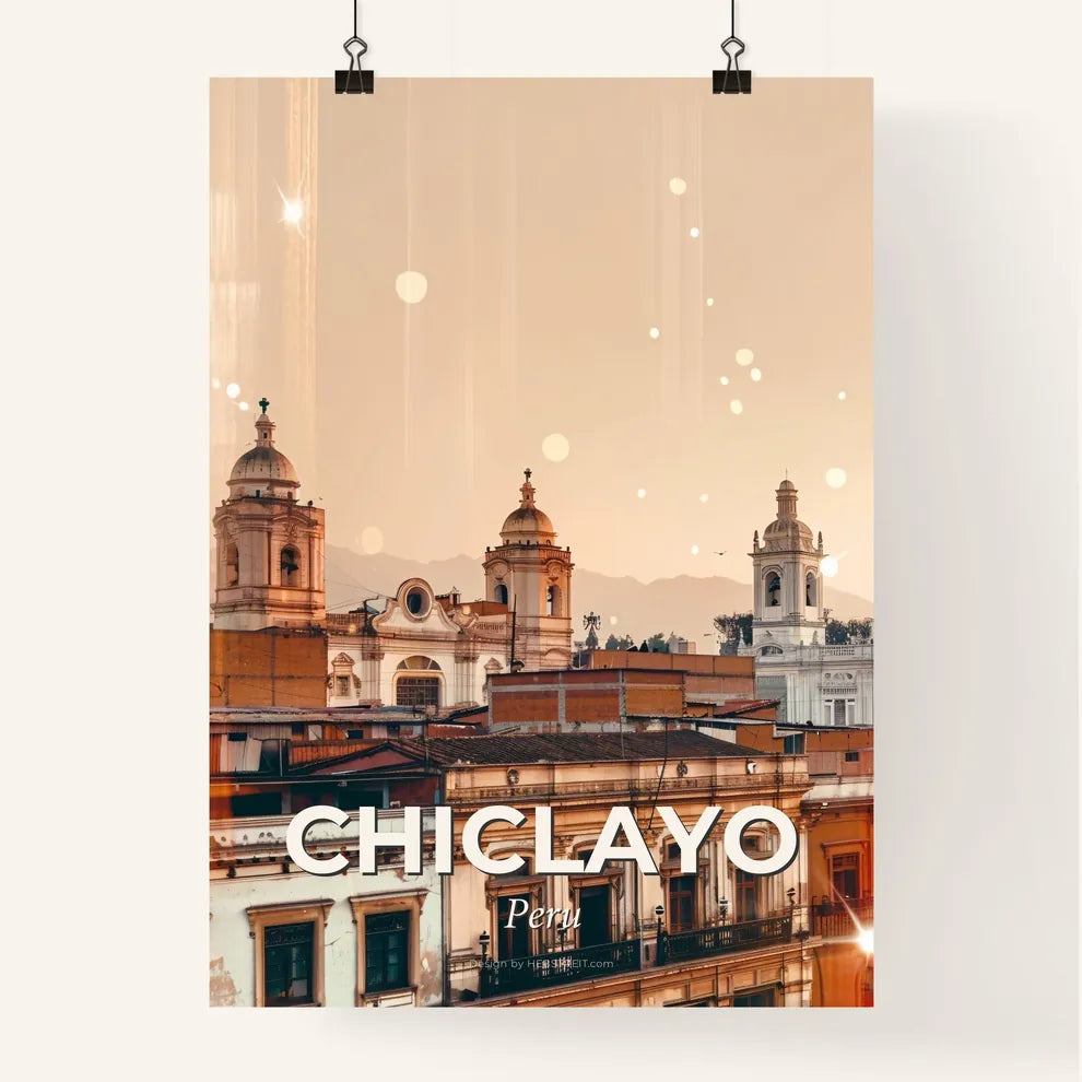 Chiclayo Skyline Composite Art Bright Beige Poster