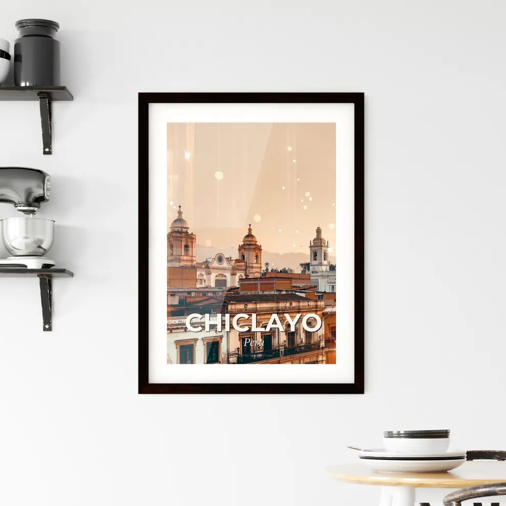 Chiclayo Skyline Composite Art Bright Beige Framed Print