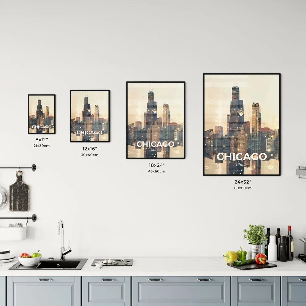 Chicago Skyline Art: Double Exposure Composite Cityscape Office Art
