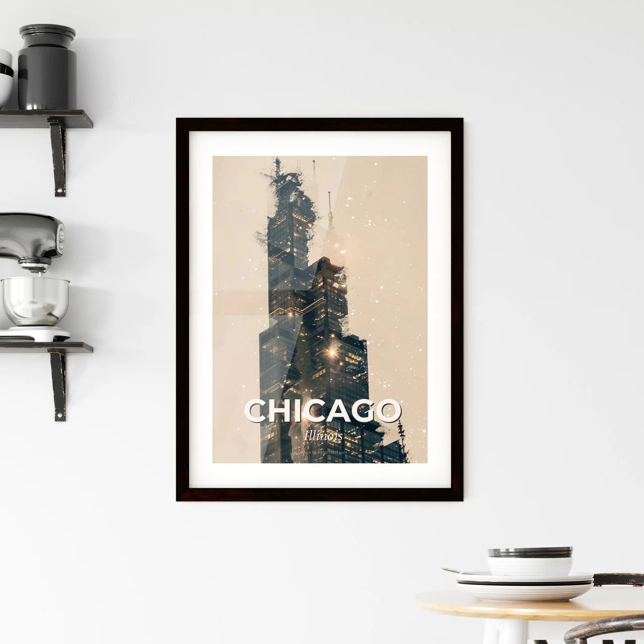 Chicago Modern Cityline Double Exposure Art Print Framed Print