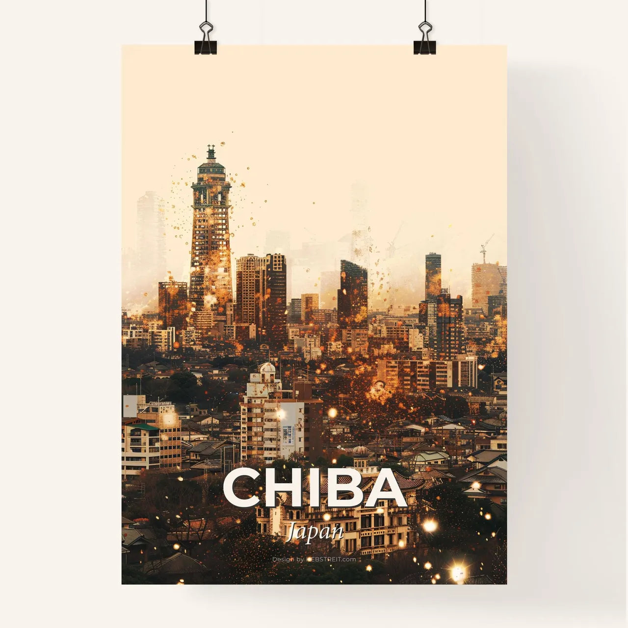 Chiba City Lights, Double Exposure Art Print Poster