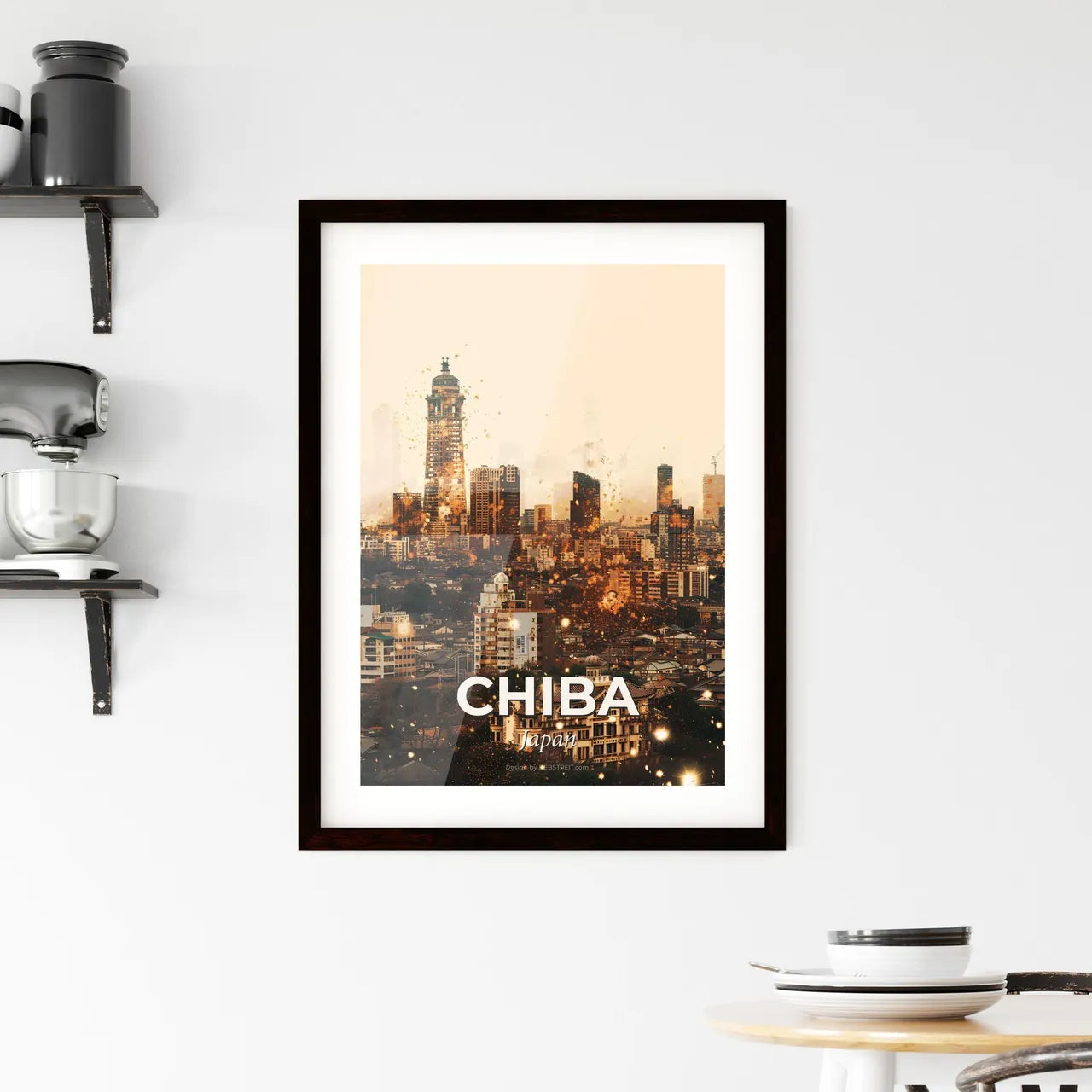 Chiba City Lights, Double Exposure Art Print Framed Print