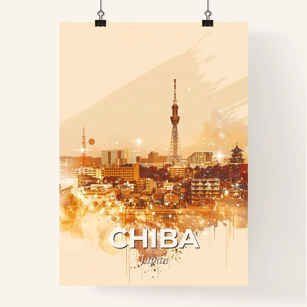 Chiba Skyline Double Exposure Art Composite Poster