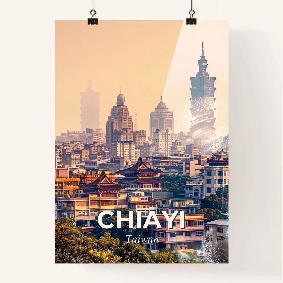 Chiayi City Skyline Double Exposure Poster Poster