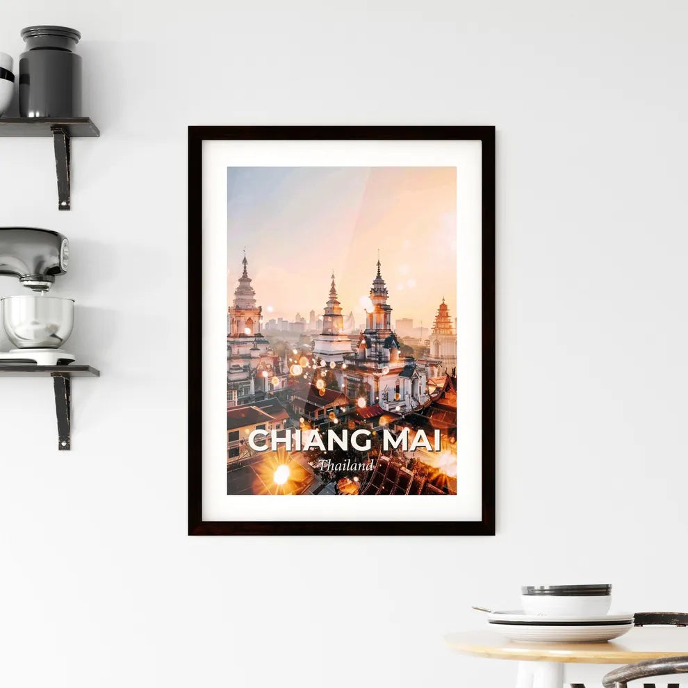 Chiang Mai: Double Exposure Skyline Art Framed Print