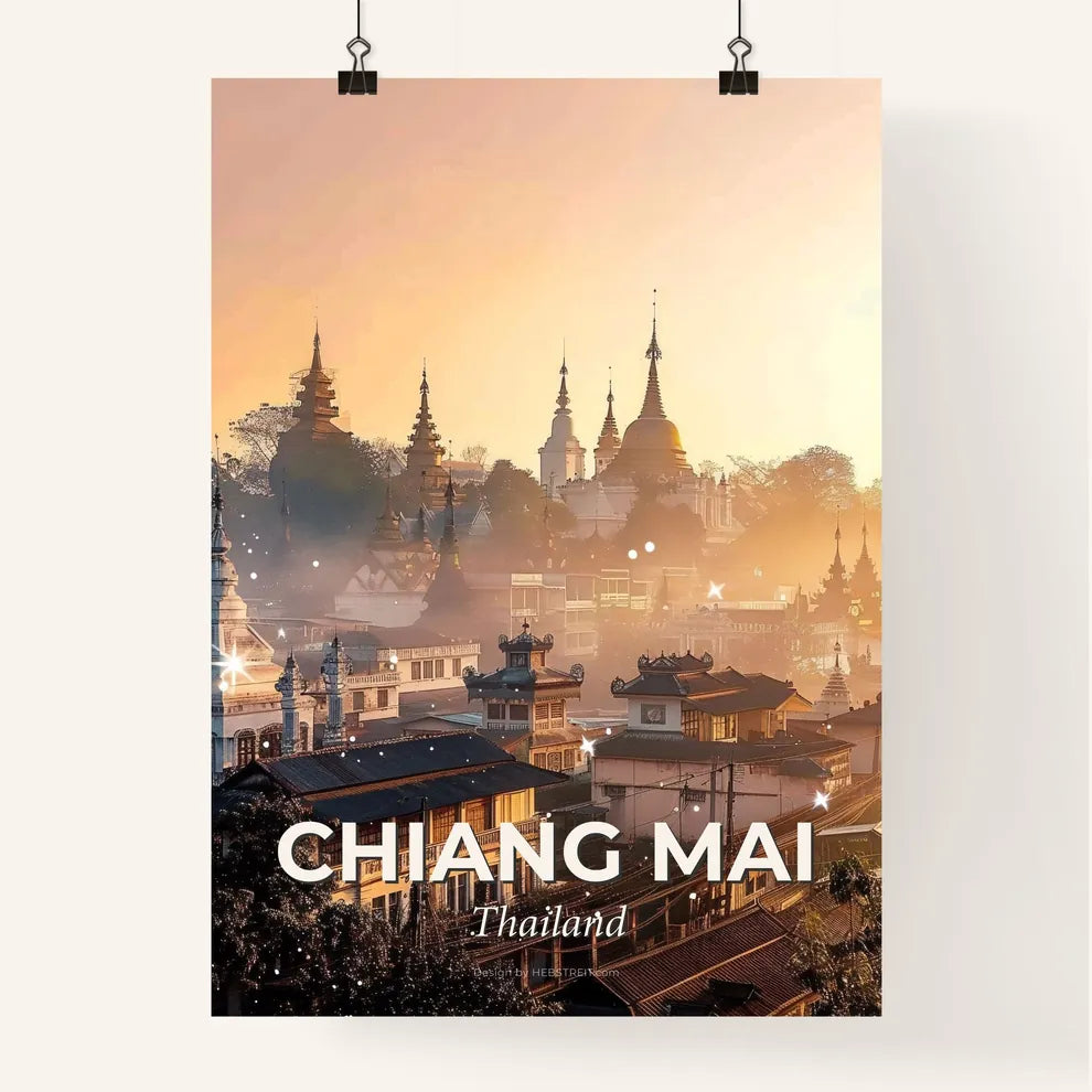 Chiang Mai Magical Double Exposure City Skyline Poster