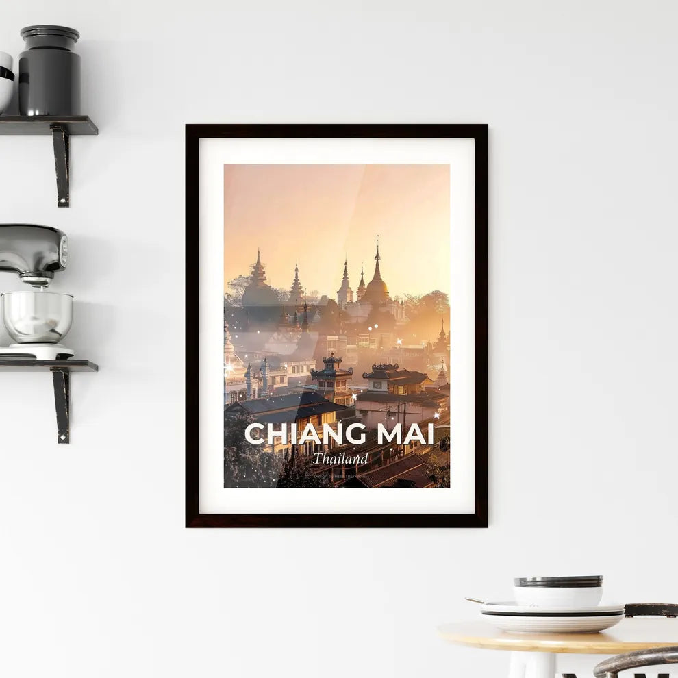 Chiang Mai Magical Double Exposure City Skyline Framed Print