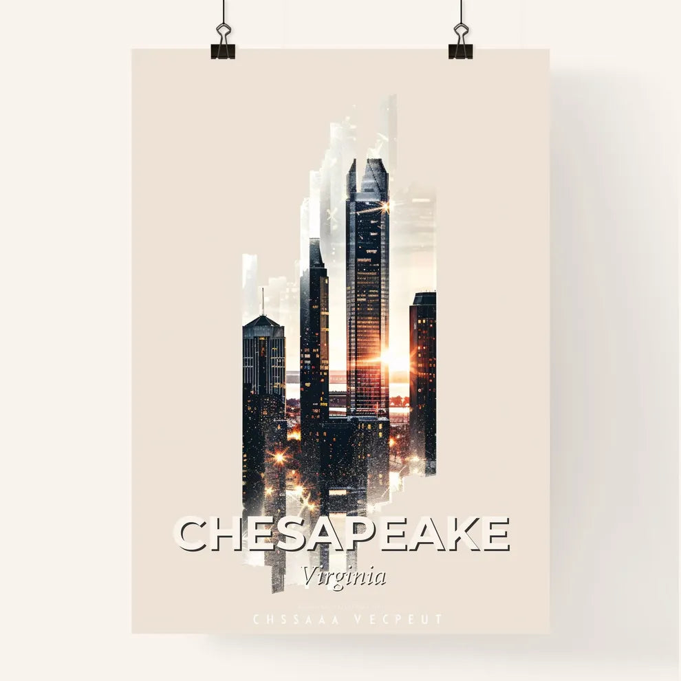Chesapeake City Skyline Composite Poster Art Poster