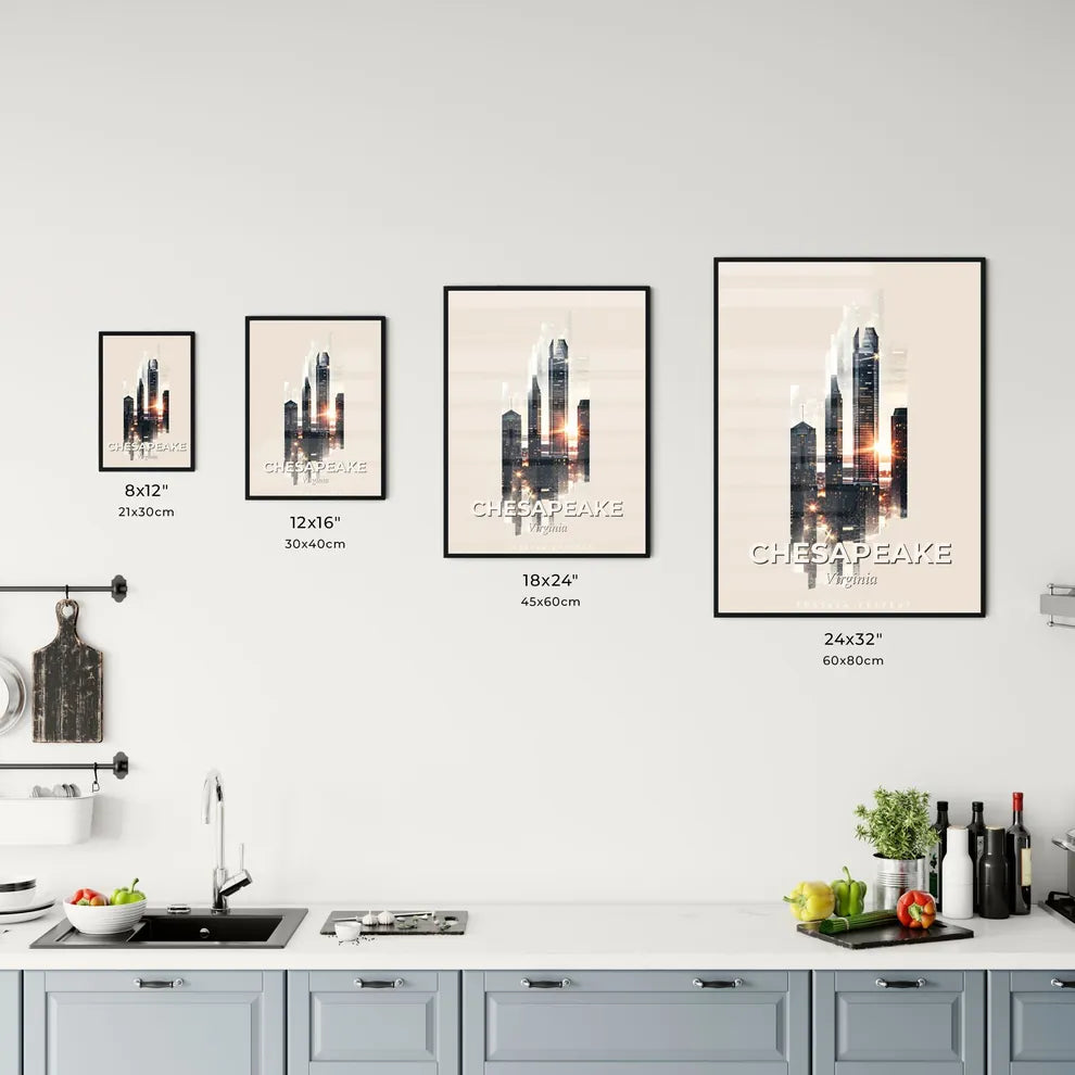 Chesapeake City Skyline Composite Poster Art Office Art