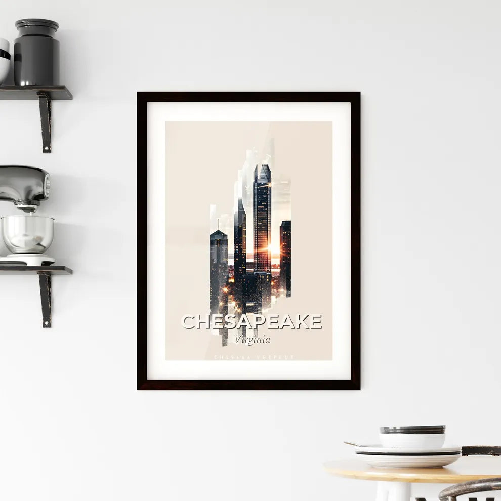 Chesapeake City Skyline Composite Poster Art Framed Print