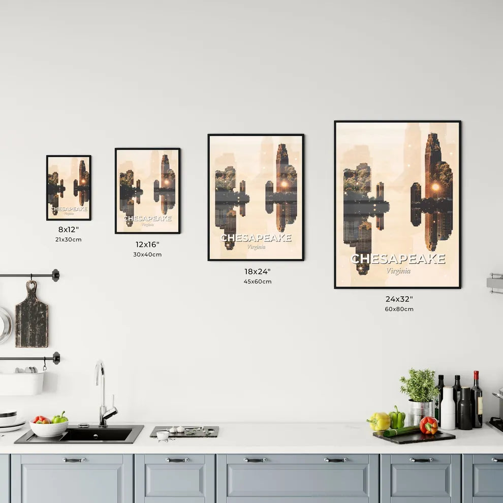 Chesapeake Skyline Bright Beige Poster Office Art