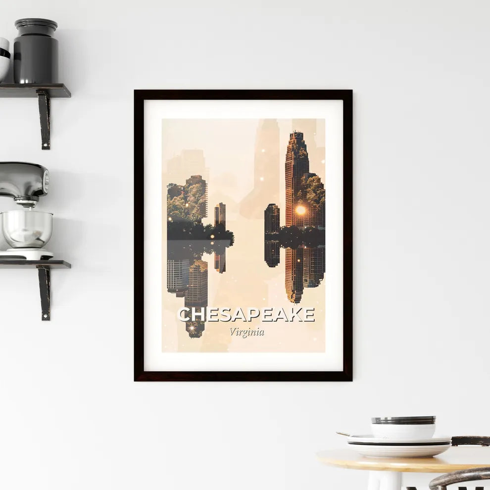 Chesapeake Skyline Bright Beige Poster Framed Print