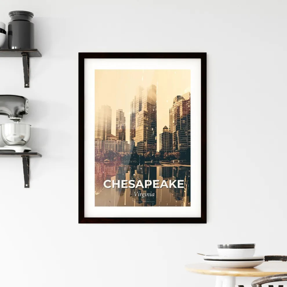 Chesapeake Skyline Dreamy Beige Poster Framed Print