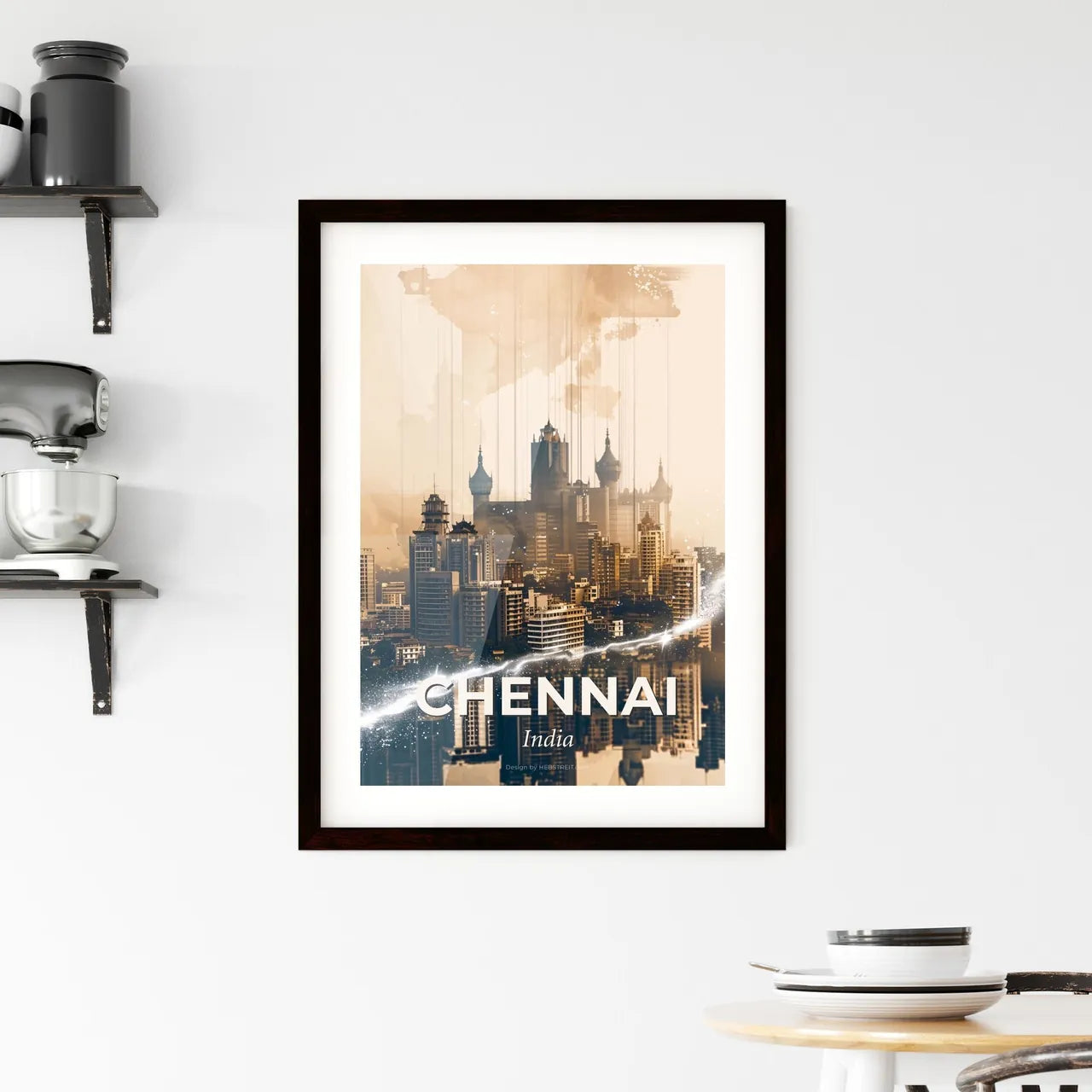 Chennai Skyline Composite Art Poster Framed Print